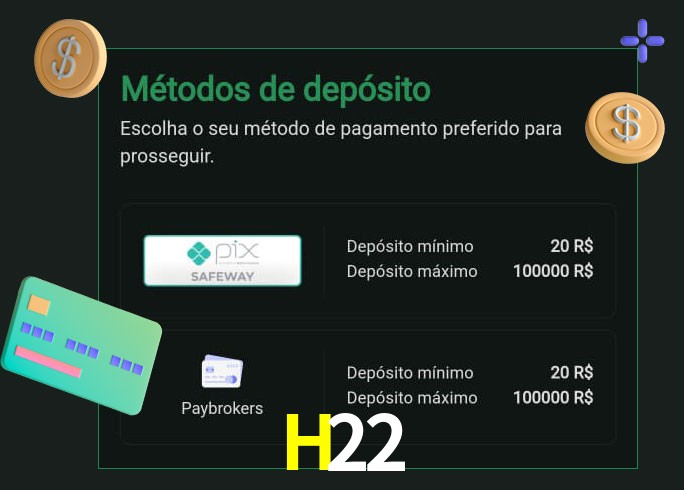 O cassino H22 oferece uma grande variedade de métodos de pagamento